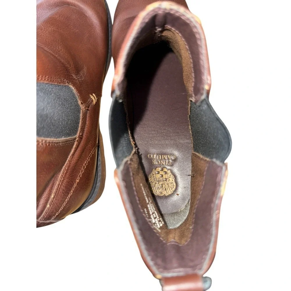 Vince Camuto Kent‎ Mens 6.5M Pre-Owned Brown Faux Leather Ankle Slip On Boots